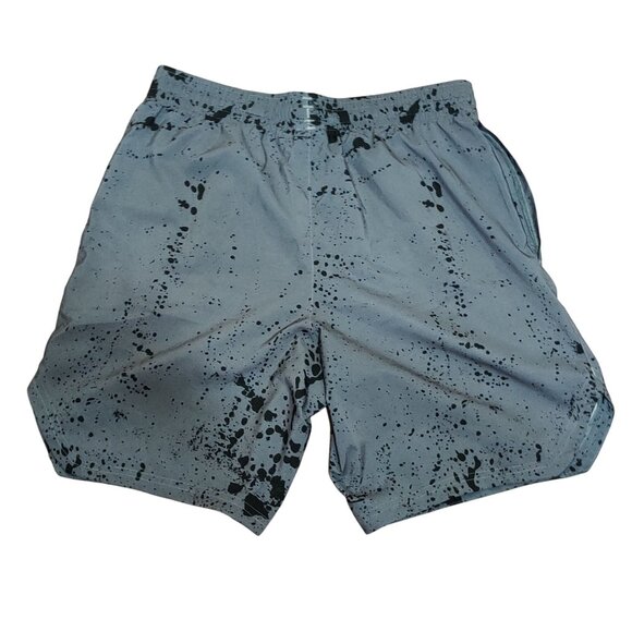 Reebok S Graphic Training Shorts Black Ink Splatter Gray Athletic Lightweight - Picture 2 of 8